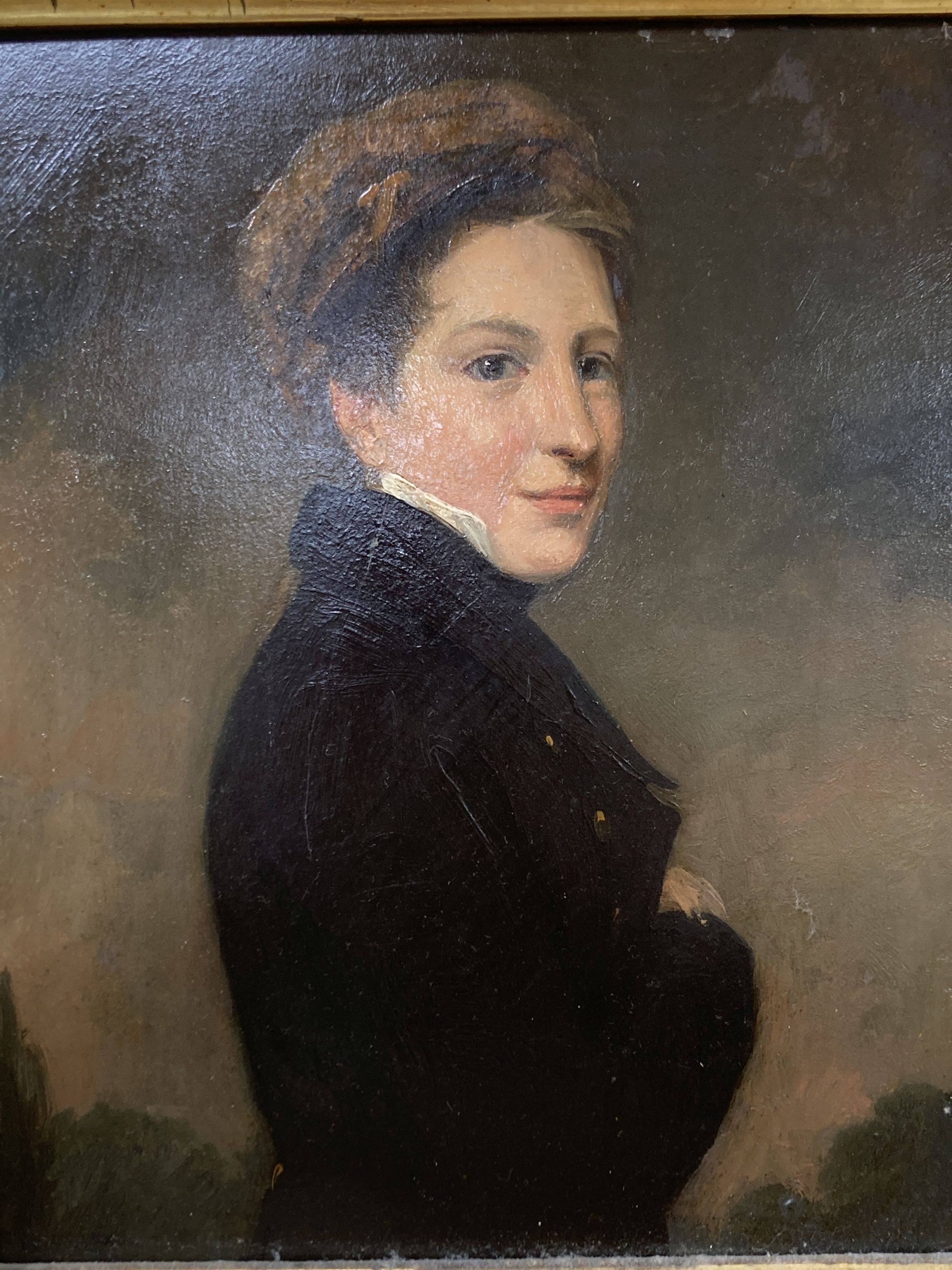 Early 19th century English School, two oils on artists board, Portrait of a lady wearing a lace hat and of a youth, 20 x 16.5cm